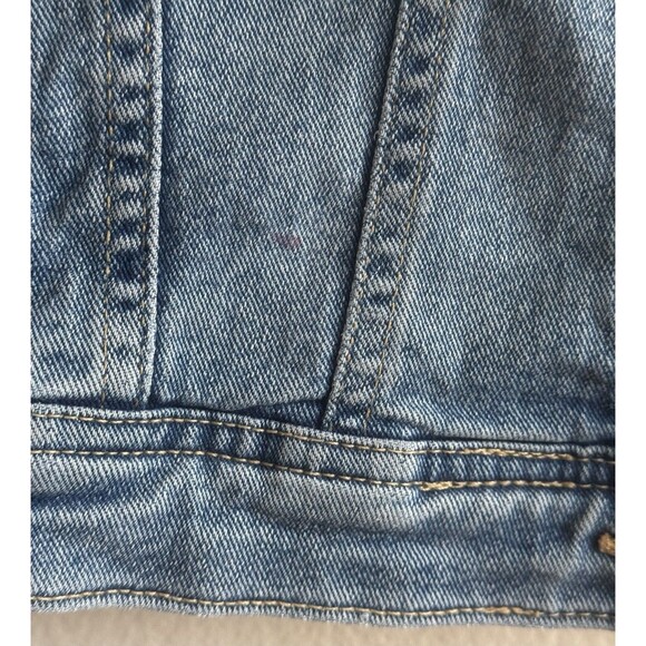 Vtg Sears Womens Roebucks Co Distressed Blue Jean Denim Trucker Jacket Western M - Picture 11 of 15